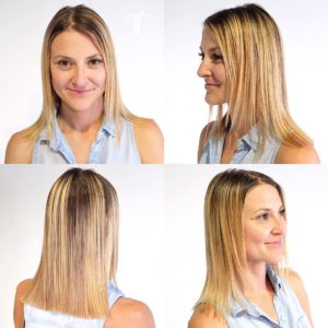 Razor Cut Layered Blowout With Face Framing Layers And Blonde Color