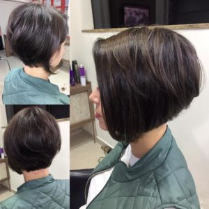 Short Brunette Stacked Bob With Front Fringe The Latest Hairstyles