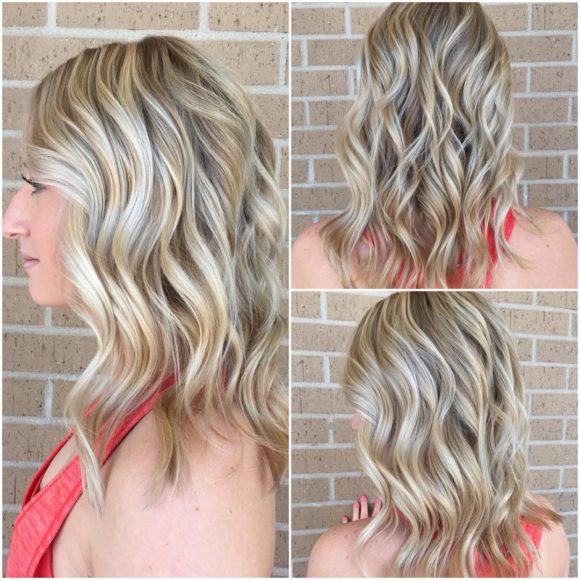 Beautiful Wavy Long Blonde Bob with Highlights Womens Mid-Length Hairstyle