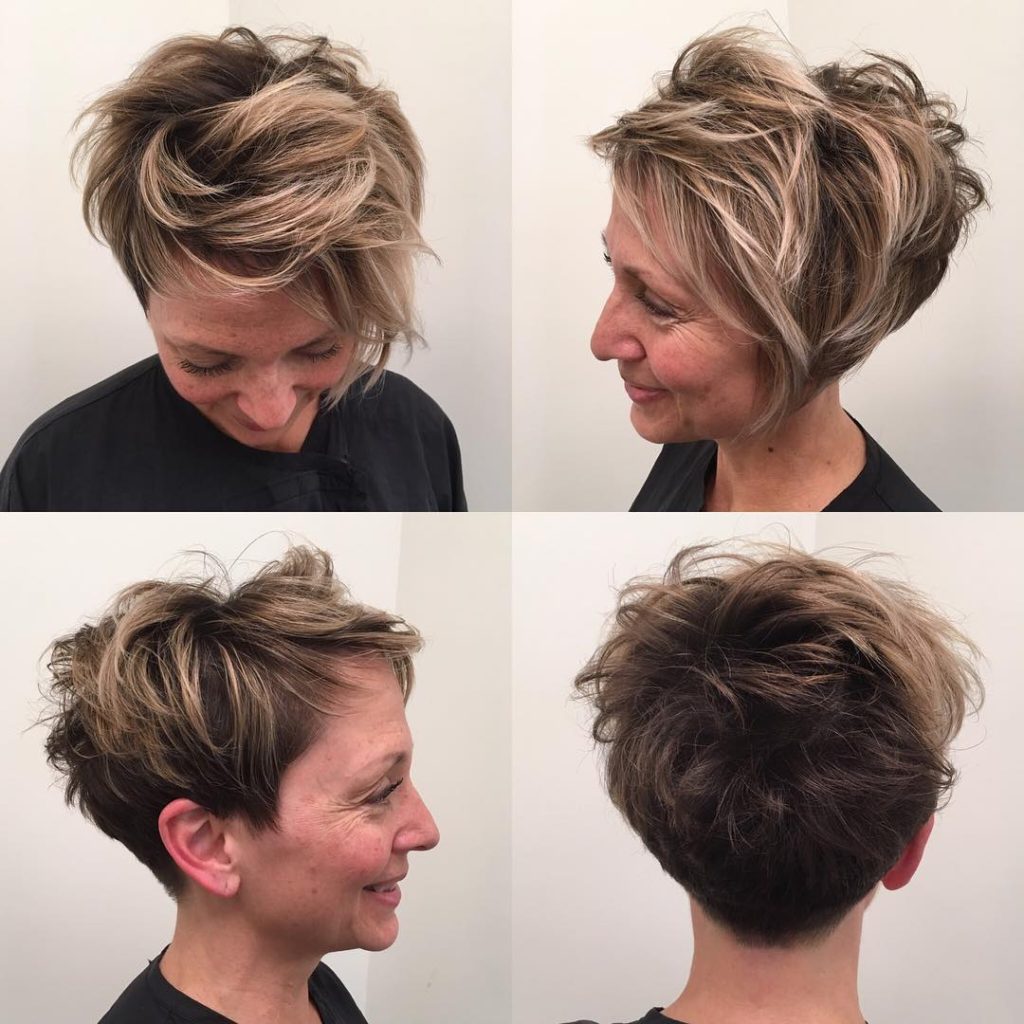 Biased Crop with Undone Texture and Blonde Highlights Short Hairstyle