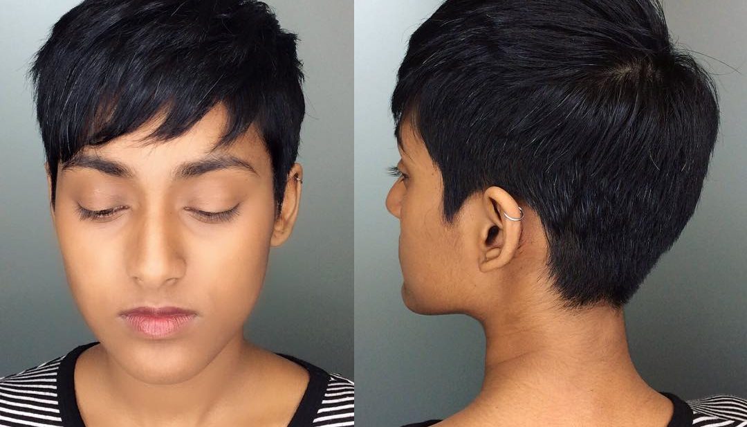 Black Textured Crop with Choppy Bangs Short Hairstyle