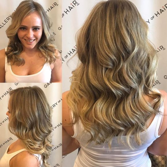Blonde Layered Cut with Highlights and Ash Lowlights