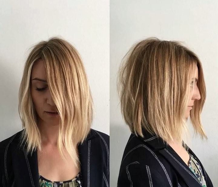 Blonde Messy Textured Bob with Invisible Layers Medium Length Hairstyle