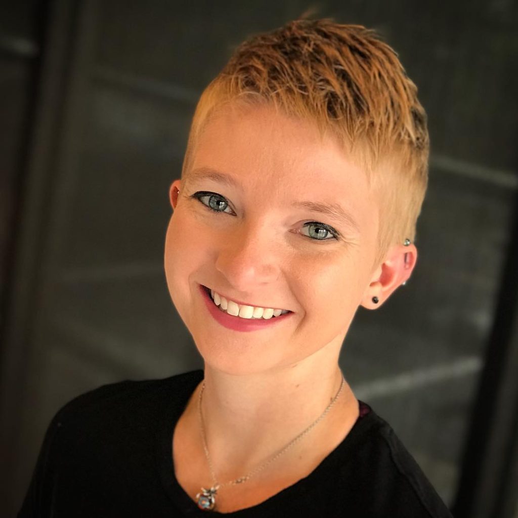 Blonde Pixie Crop with Messy Textured Top and Tapered Sides Short Chic Fall Hairstyle