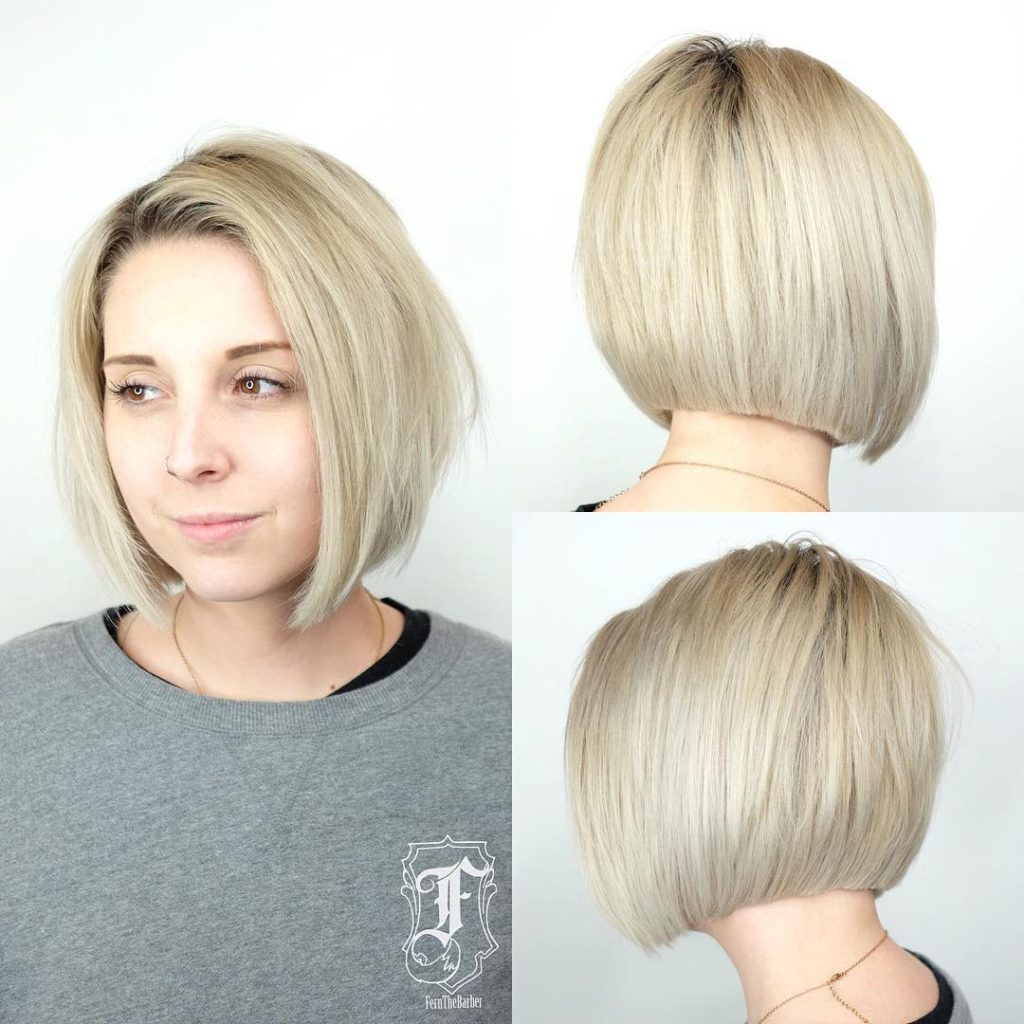 Blonde Shaped Bob with Clean Blunt Lines and Soft Layers Short Hairstyle