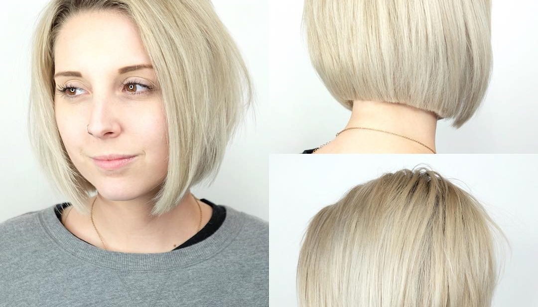 Blonde Shaped Bob with Clean Blunt Lines and Soft Layers Short Hairstyle
