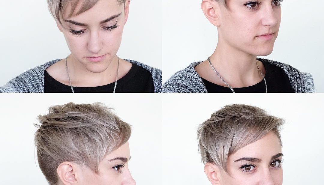 Blonde Undercut Pixie with Messy Texture and Side Swept Bangs Short Hairstyle