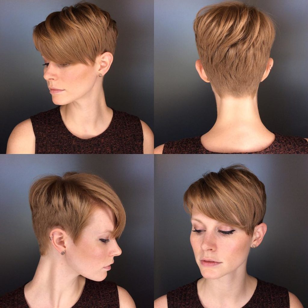 Chic Copper Crop with Side Swept Bangs Short Hairstyle