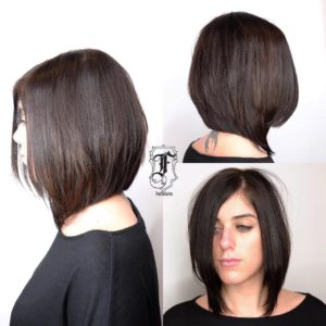 Chic Long Angled Bob with Layers and Brunette Color - The Latest ...