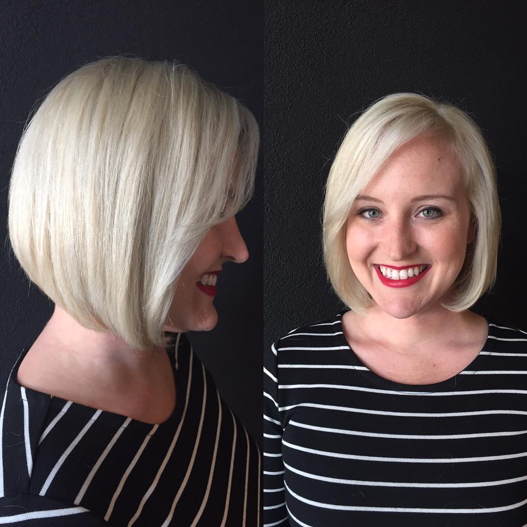 Classic Platinum Bob with Side Swept Bangs - The Latest Hairstyles for Men  and Women (2020) - Hairstyleology