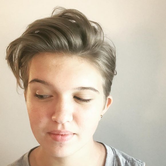 Cool Undercut Pixie with Brushed Up Messy Straight Texture and Blonde Color Short Summer Hairstyle