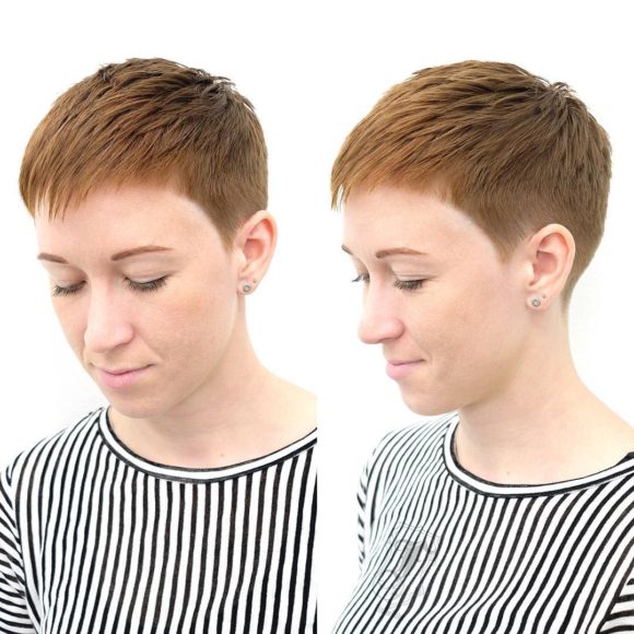 Copper Textured and Tapered Pixie Cut