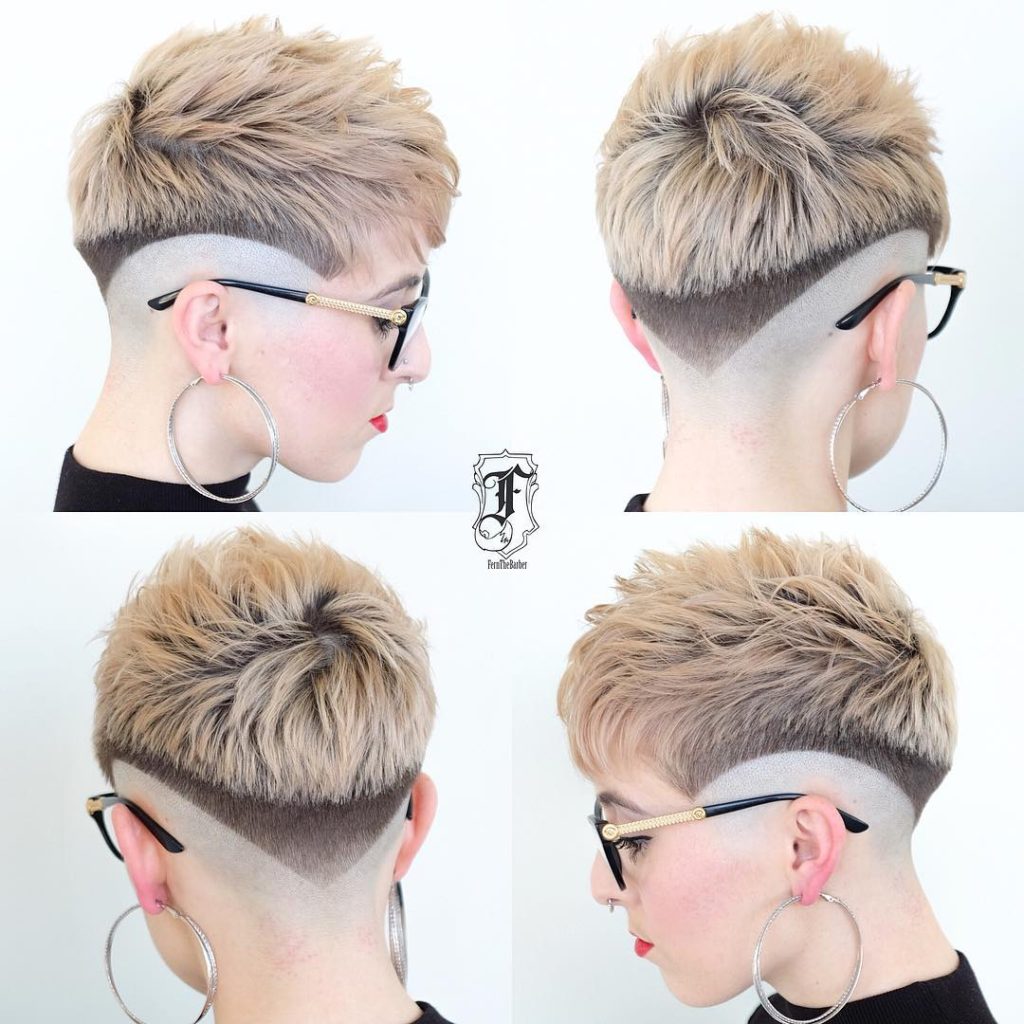 Eccentric Two Toned Fade Cut Pixie with Blunt Lines Short Hairstyle