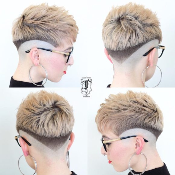Eccentric Two Toned Fade Cut Pixie with Blunt Lines