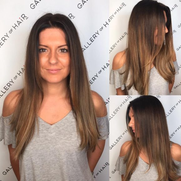 Face Framing Cut with Textured Ends and Brunette Balayage Long Hairstyle