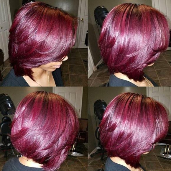 Fuchsia Blowout Bob with Wispy Ends