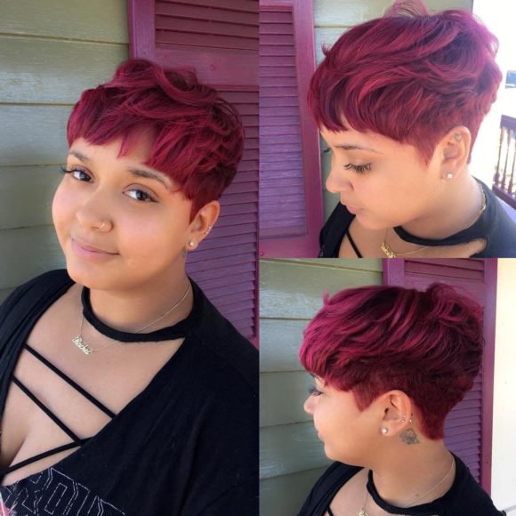 Bold Fuchsia Messy Textured Pixie Crop with Bangs