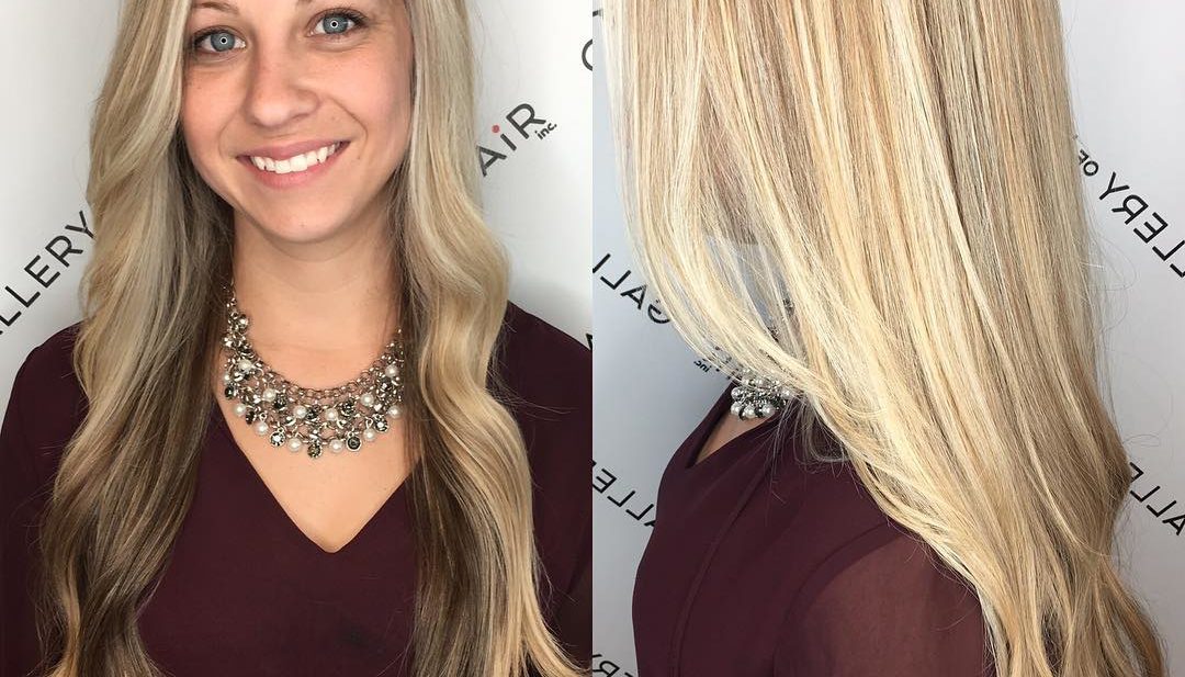 Long Blonde Highlighted Hair with Front Layers and Soft Waves Long Hairstyle