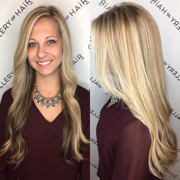 Long Blonde Highlighted Hair with Front Layers and Soft Waves - The ...