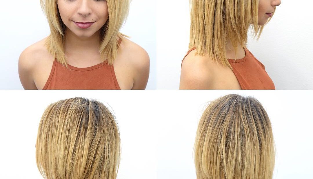 Long Blonde Textured Bob with Face Framing Layers Medium Length Hairstyle