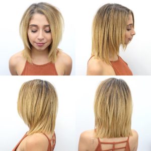 Long Blonde Textured Bob with Face Framing Layers Medium Length Hairstyle