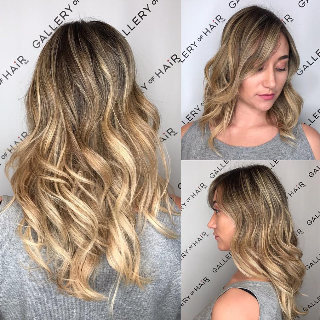 Long Wavy Layered Cut with Blonde Balayage Color Melt Long Hairstyle