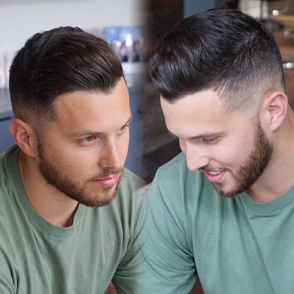 Mens Dark Brown Tapered Fade with Natural Wavy Texture and Beard - The  Latest Hairstyles for Men and Women (2020) - Hairstyleology
