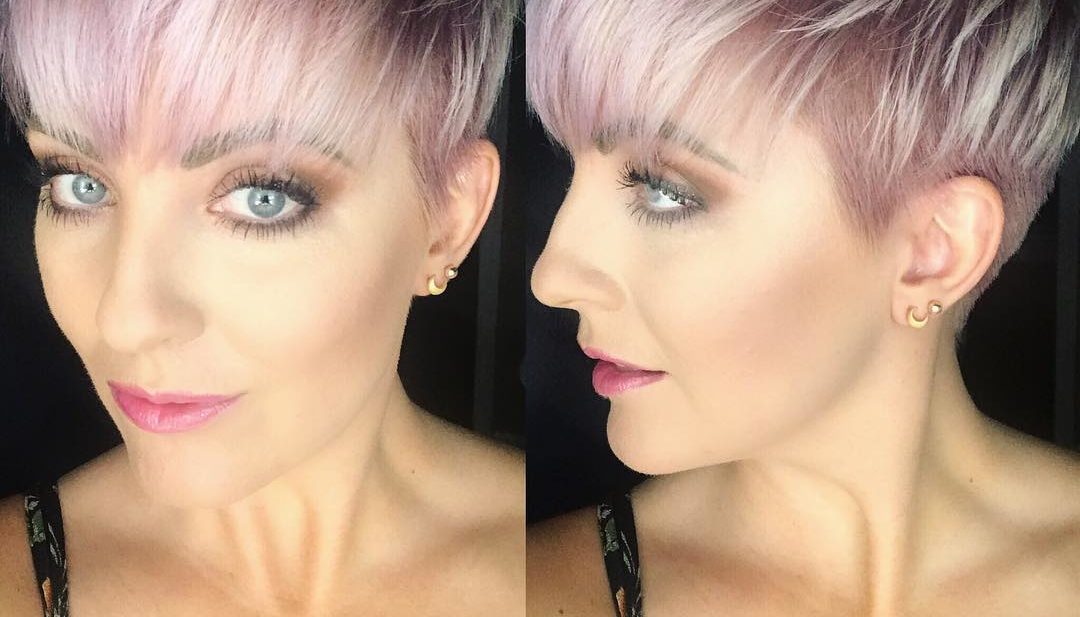Messy Icy Pink Textured Pixie with Feathered Bangs Short Hairstyles