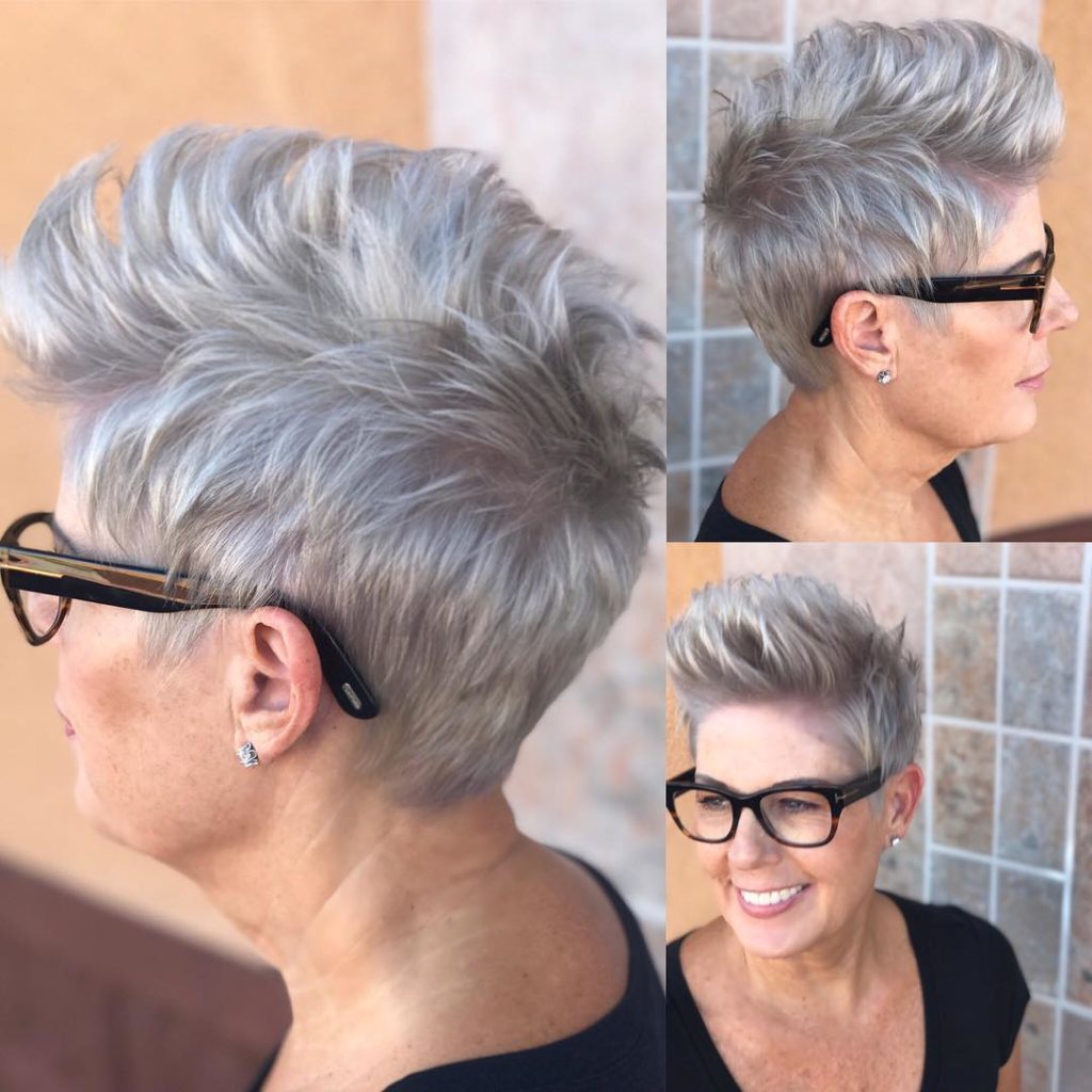 Messy Silver Brushed-Up Textured Pixie Crop Short Hairstyle