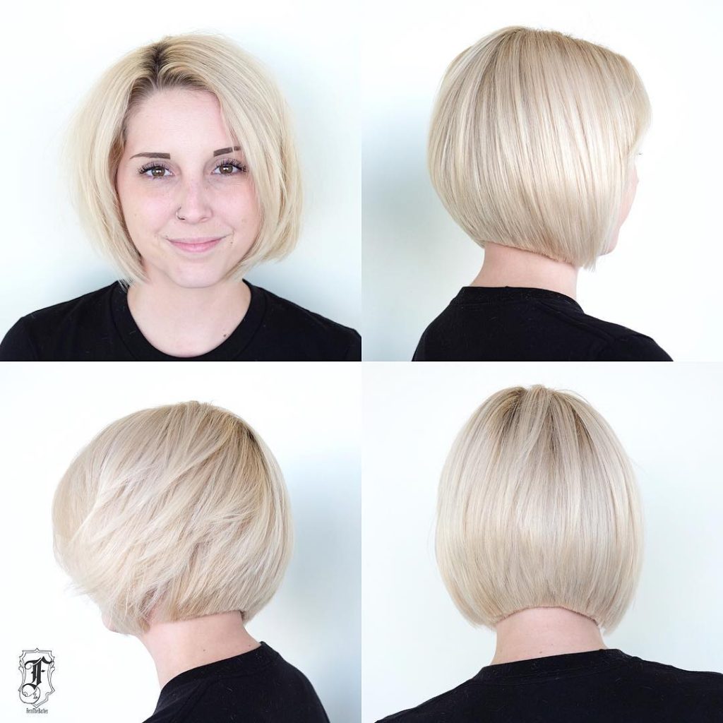 Platinum Slightly Graduated Bob with Blunt Edges Short Hairstyle