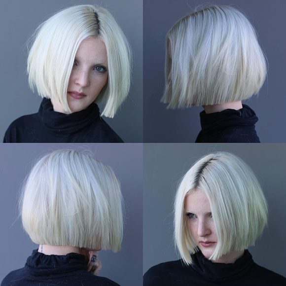 Platinum Textured Bob with Straight Lined Edges