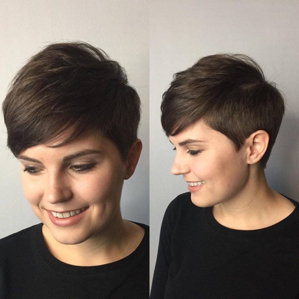 Polished Tapered Pixie with Voluminous Texture and Side Swept Bangs on ...