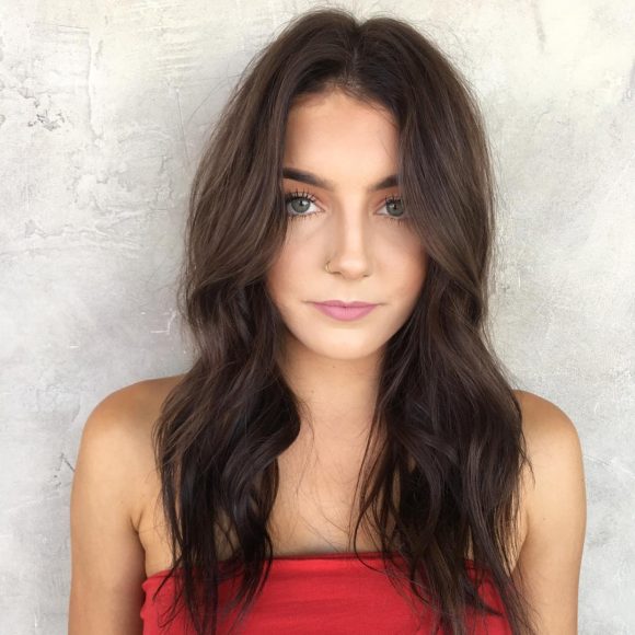 Sexy Layered Cut with Textured Waves and Subtle Brunette Reverse Ombre