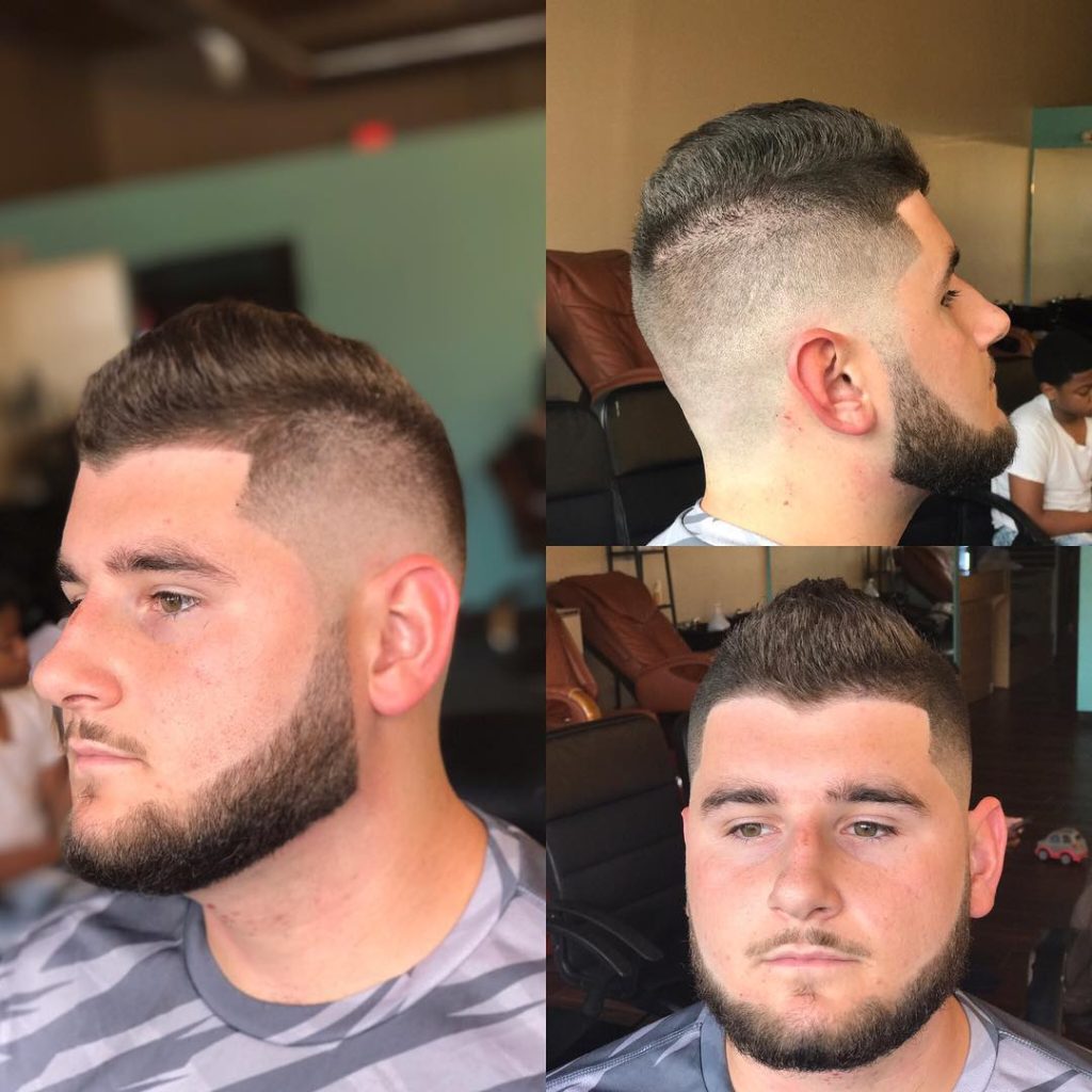 Short Textured Faux Hawk with Fade and Beard