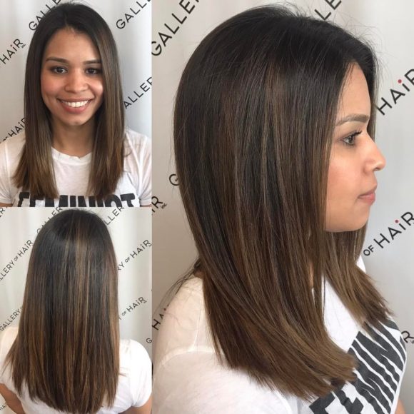 Sleek Cut with Subtle Layers and Brunette Balayage