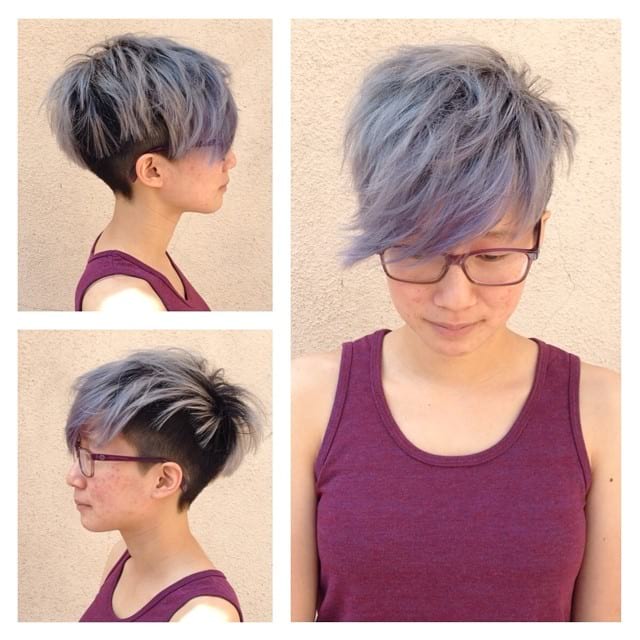 Smoky Biased Undercut with Shaggy Fringe and Side Swept Bangs Short Hairstyle