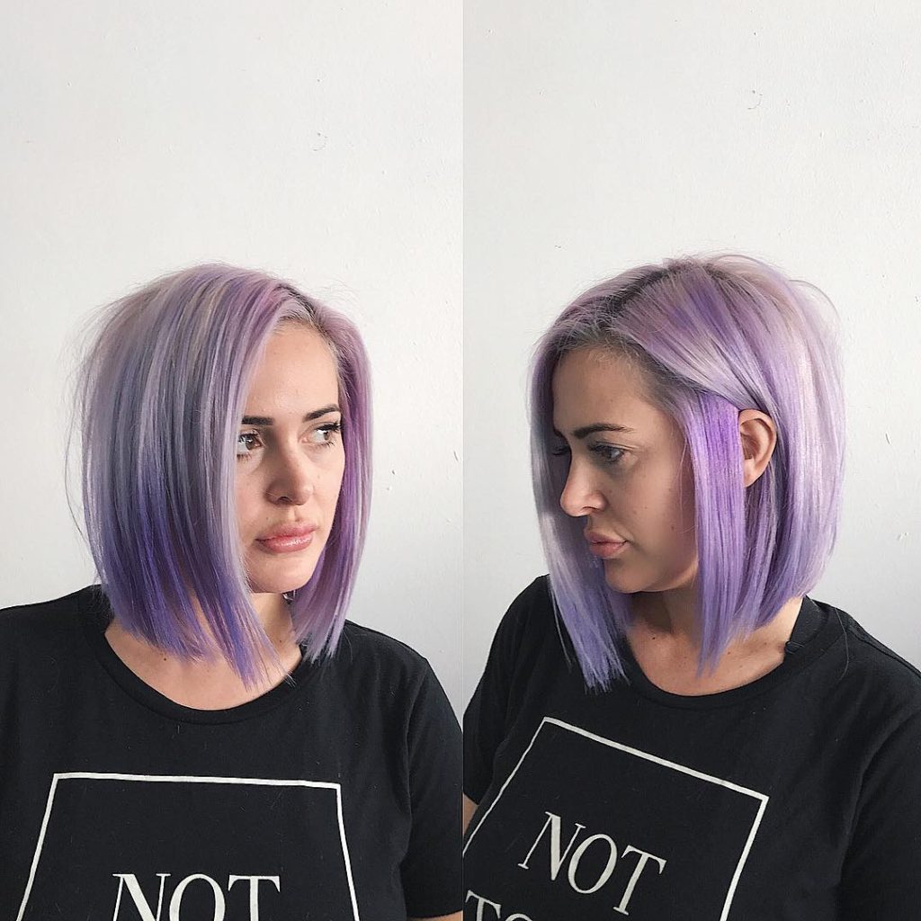 Soft Blunt Bob with Texture and Icy Lilac Color Medium Length Hairstyle