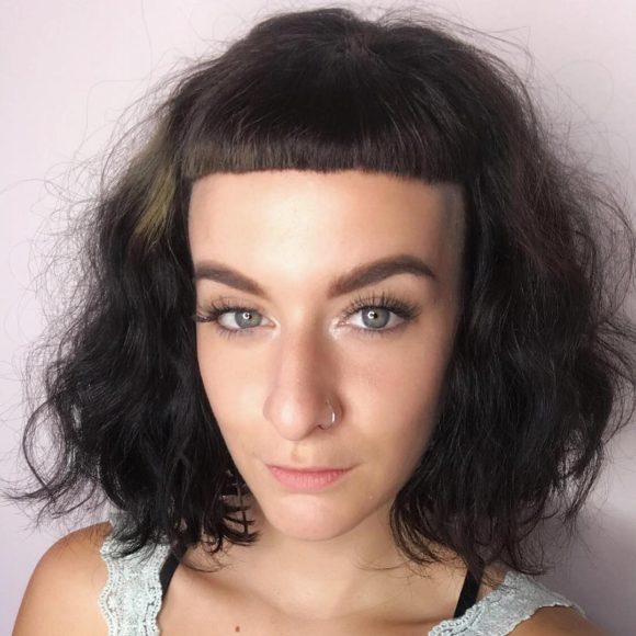 Soft Wavy Fringe Bob with Micro Bangs and Brunette Color
