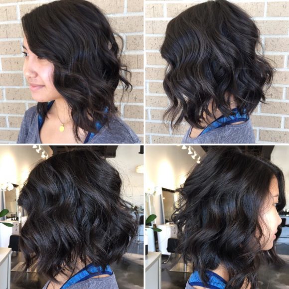 Textured Wavy Bob on Dark Hair