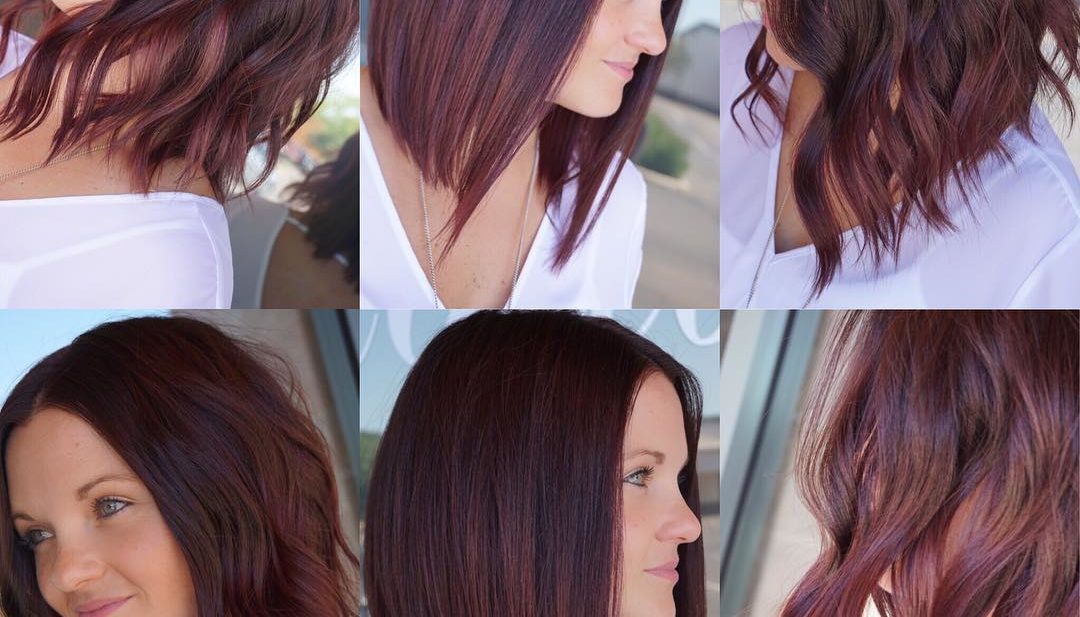 Versatile Sexy Long Bob with Burgundy Color Womens Medium Length Hairstyle