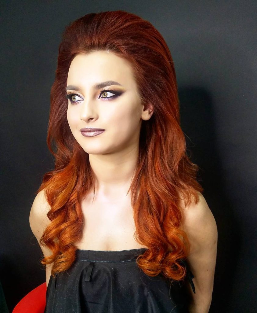 Wavy Layered Cut with Voluminous Backcombed Top and Vibrant Red Ombre for Date Nights or Prom Long Hairstyle