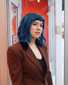 Wavy-Lob-with-Baby-Bangs-and-Deep-Cerulean-Blue-Hair -Color-Medium-Length-Fall-Hairstyle - The Latest Hairstyles for Men and  Women (2020) - Hairstyleology
