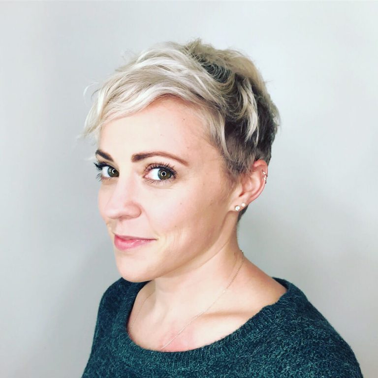 Wavy Platinum Pixie with Undone Textured Fringe and Shadow Roots - The ...