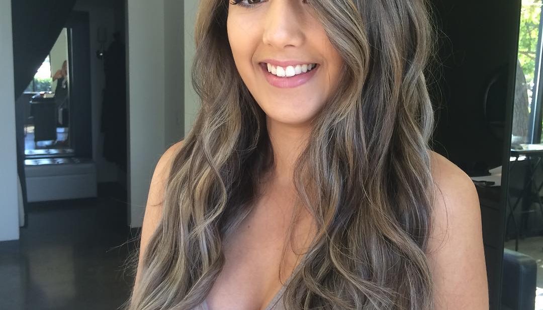 Wavy Soft Blend Layered Cut with Smoky Ash Balayage and Side Part Long Hairstyle