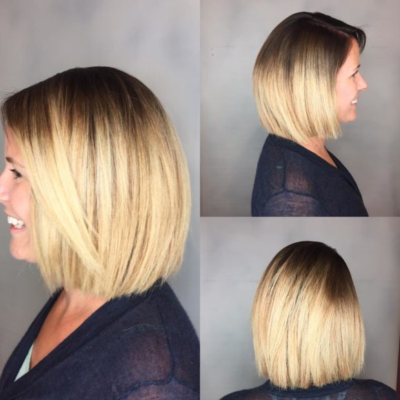 Blunt Blonde Bob with Textured Ends and Front Layers