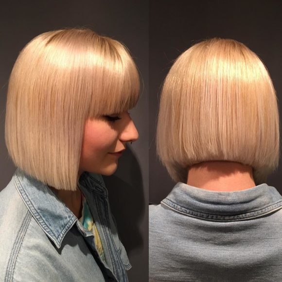 Blunt Platinum Bob with Blunt Bangs