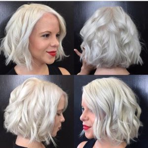 Short-Platinum-Wavy-Blunt-Bob - The Latest Hairstyles for Men and Women  (2020) - Hairstyleology