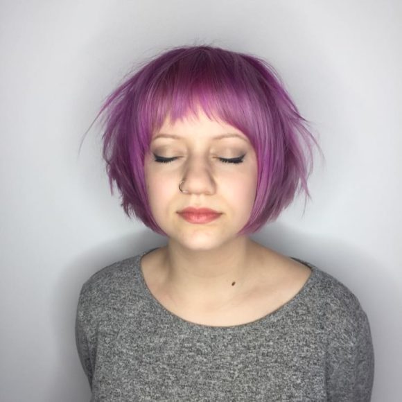 Messy Pink Graduated Pixie-Bob with Fringe