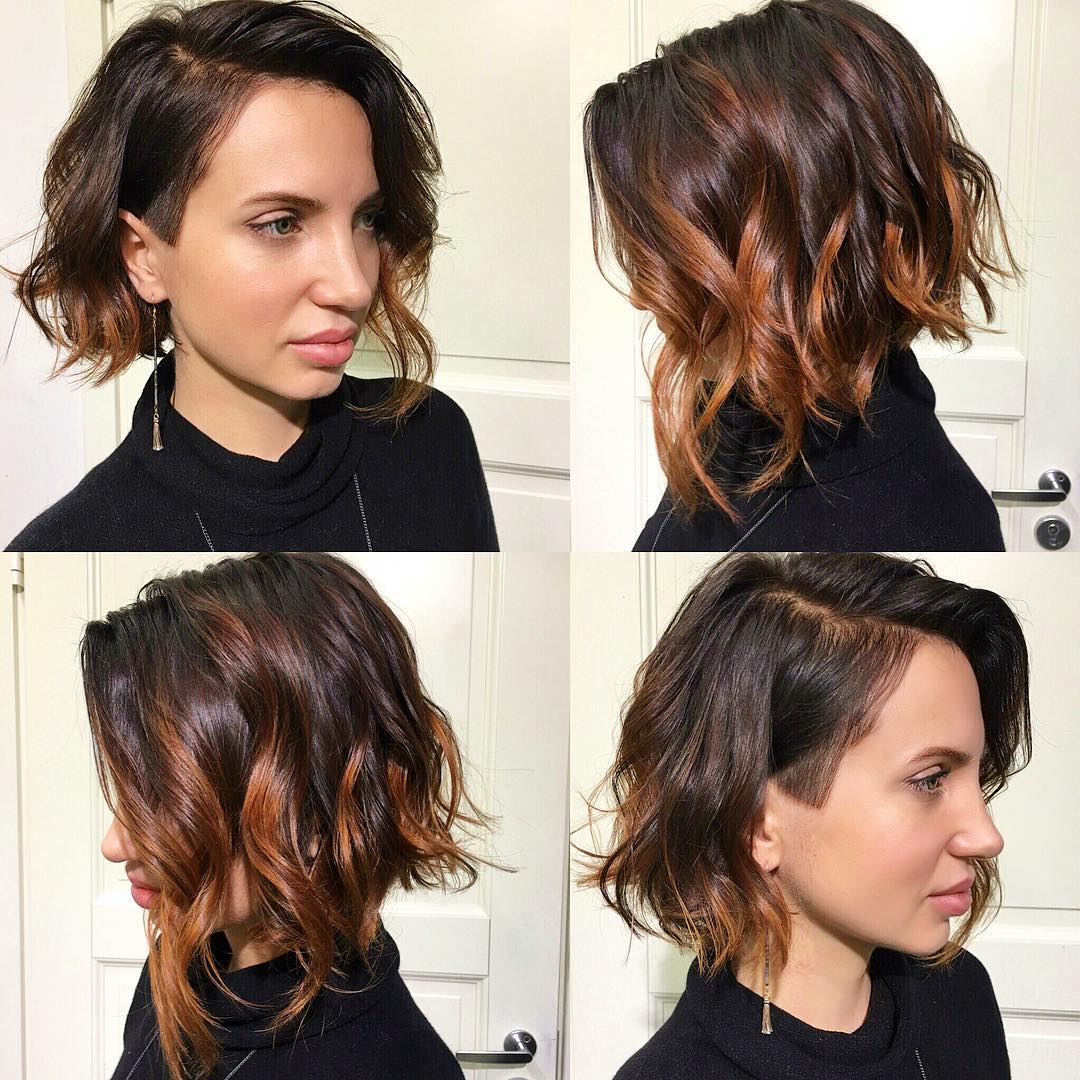 Wavy Angled Undercut Bob with Balayage Color - The Latest Hairstyles for  Men and Women (2020) - Hairstyleology