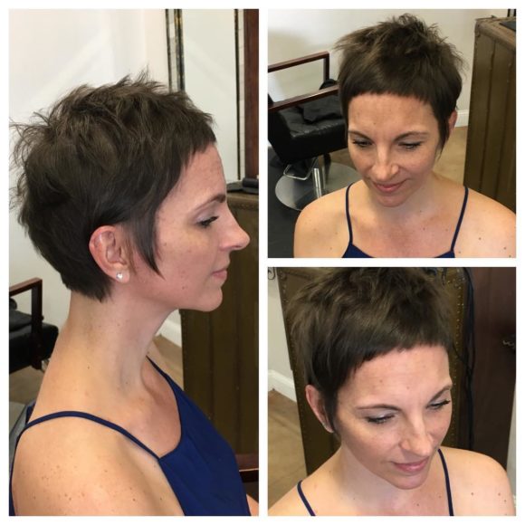 Brunette Messy Pixie Crop with Micro Bangs